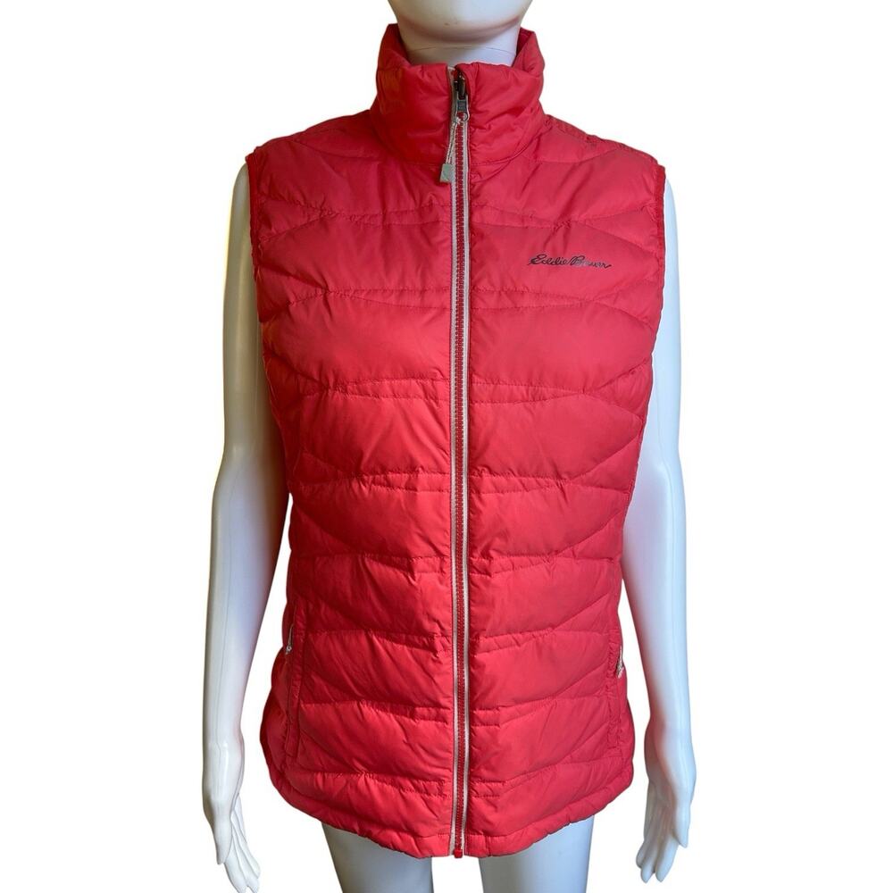 Eddie Bauer Women’s Medium Tall Genuine Down Puffer Vest Coral Pink Lightweight